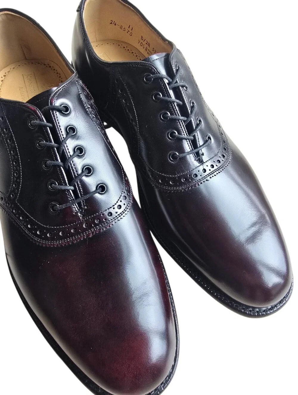NEW Vintage Johnston & Murphy Aristocraft Burgundy/Black Leather Saddle Oxfords